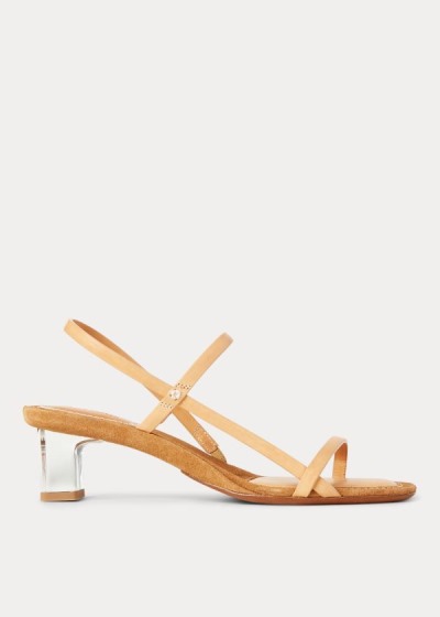 Women's Polo Ralph Lauren Leather Block-Heel Sandals | 518679TVD